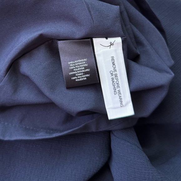 Ann Taylor Navy Cold Shoulder Ruffle Lined Dress Size XS - Picture 5 of 6